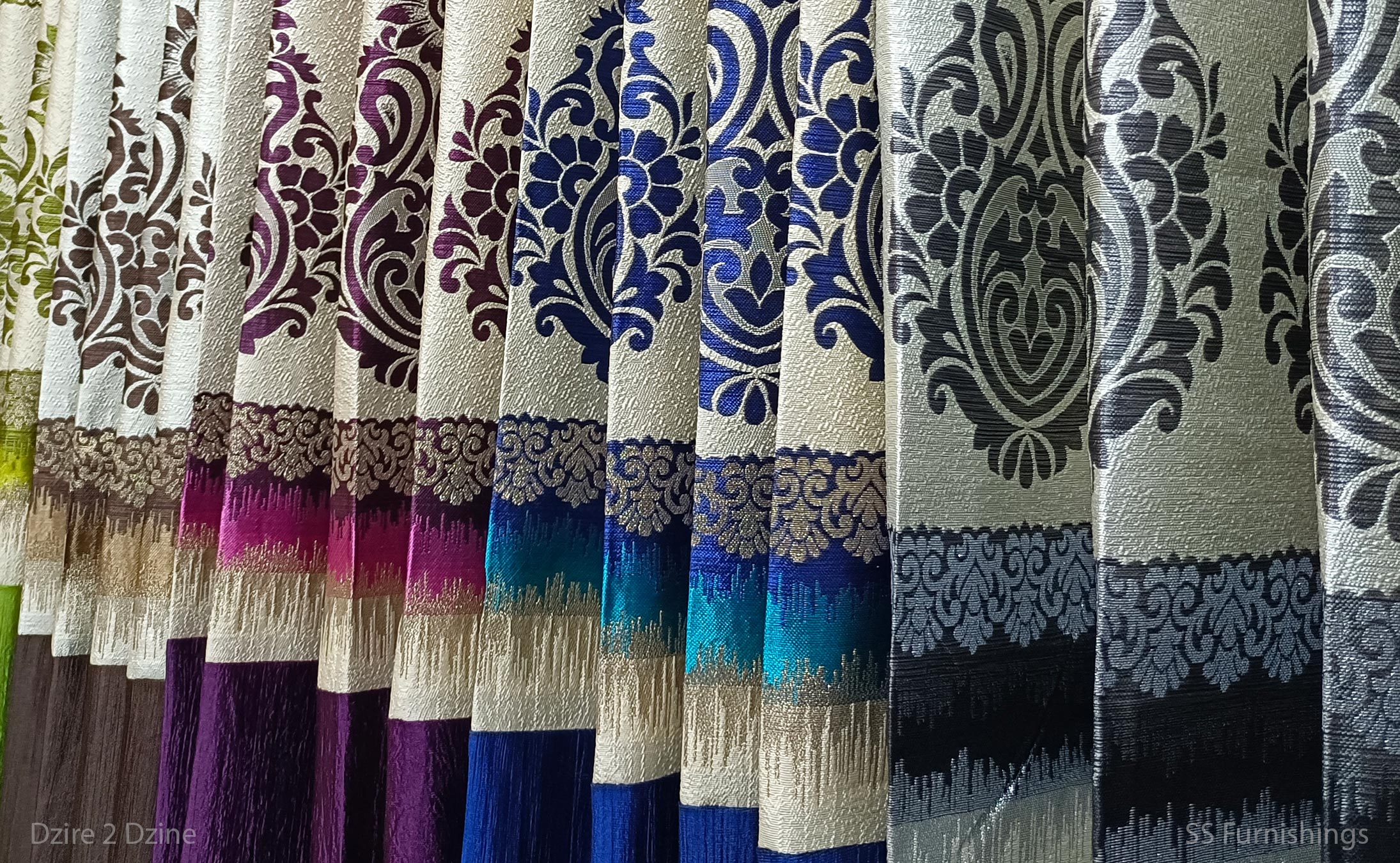 Damask Jacquard Patch Curtains